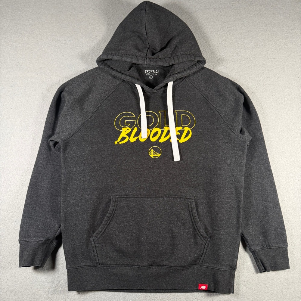 Golden State Warriors Gold Blooded Hoodie Mens Large Charcoal Gray NBA Sportiqe